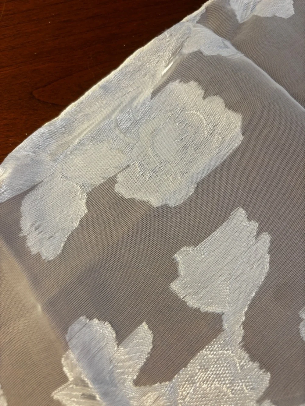 Cejon White Sheer Floral Embroidered Scarf Shawl Wrap